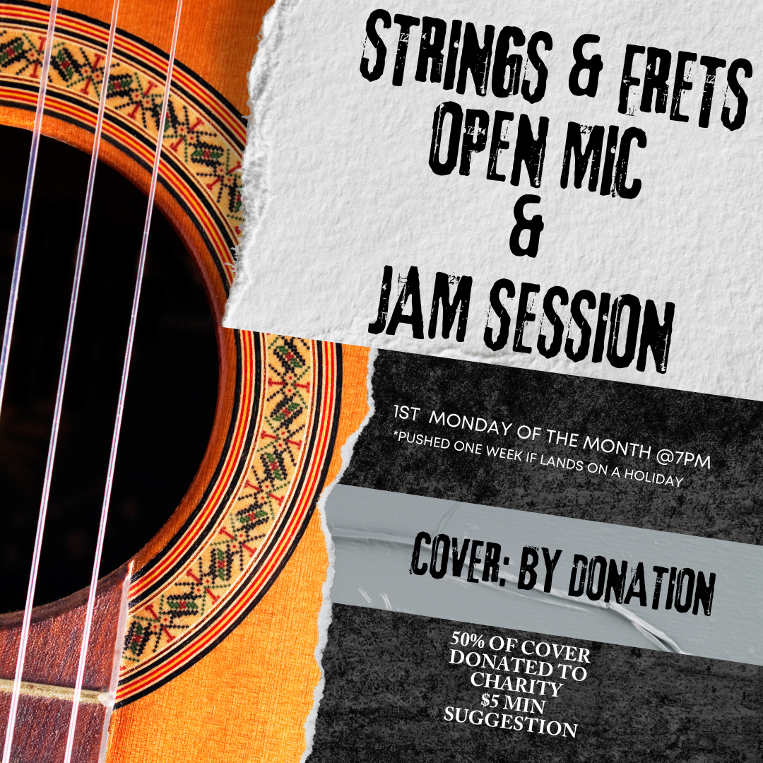 Strings and Frets: Open Mic & Jam Session — official event artwork