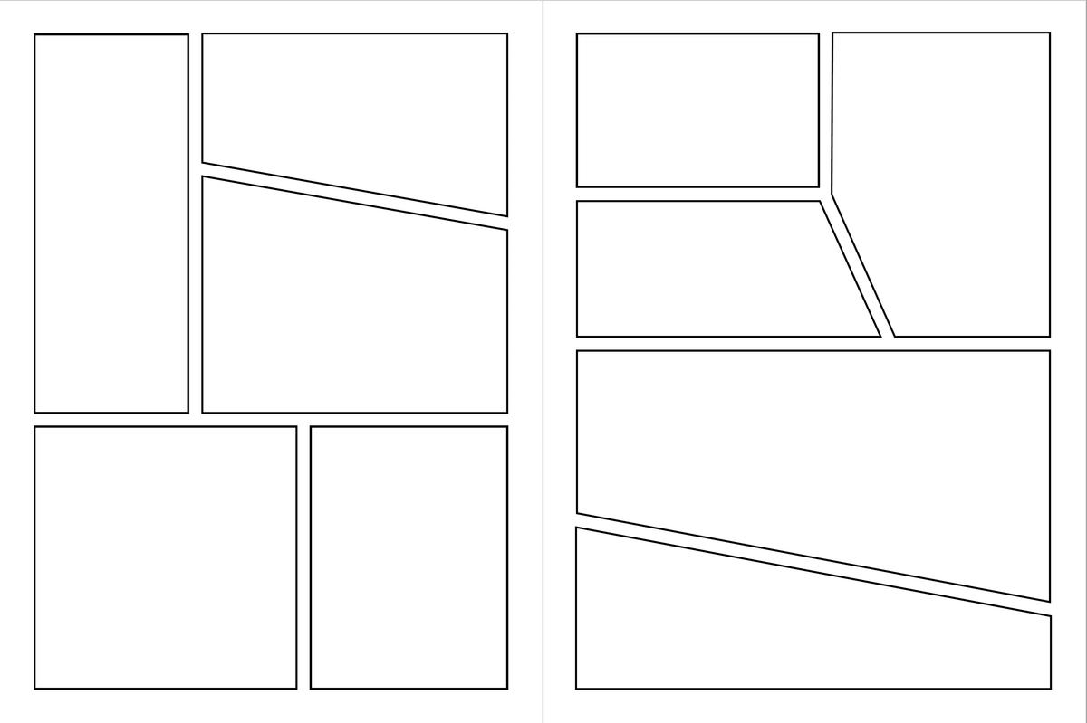 Manga Blank Drawing Templates: Ten Different Template Layouts; Single-Sided  Drawing Comic Panel Pages