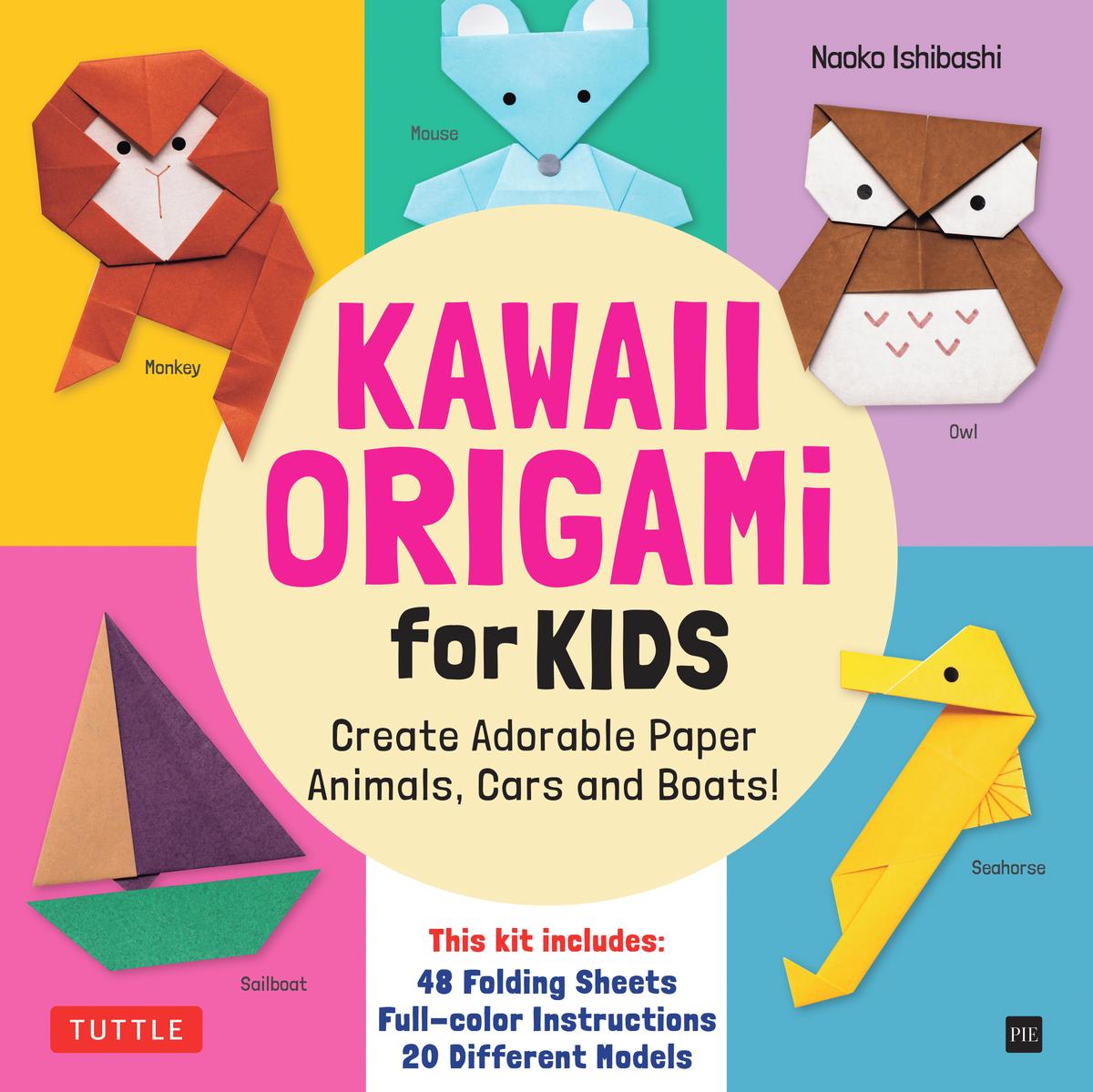 Kawaii Origami for Kids Kit - Create Adorable Paper Animals, Cars and Boats! (Includes 48 folding sheets and full-color instructions)