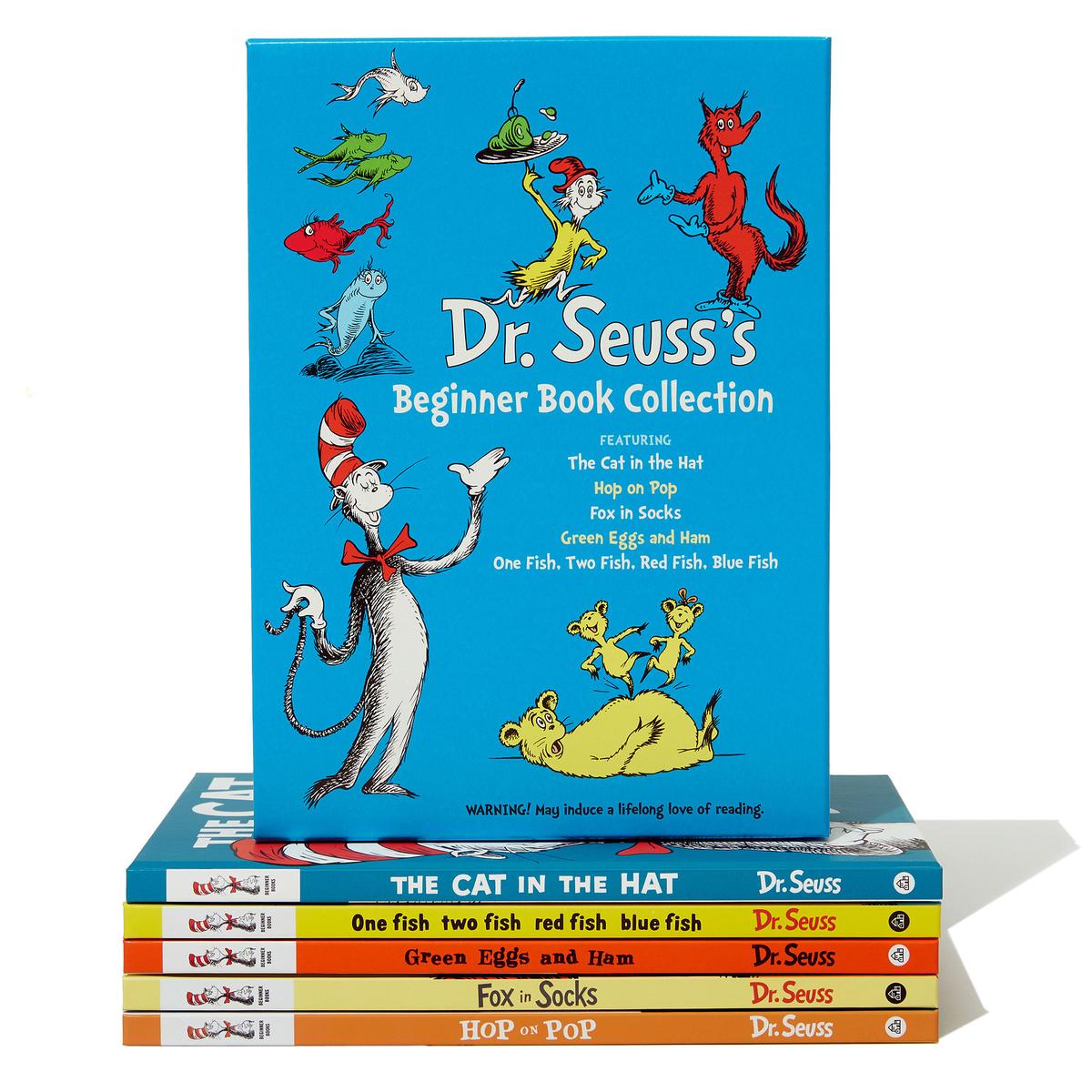 Dr. Seuss's Beginner Book Boxed Set Collection: The Cat in the Hat; One Fish Two Fish Red Fish Blue Fish; Green Eggs and Ham; Hop on Pop; Fox in Socks