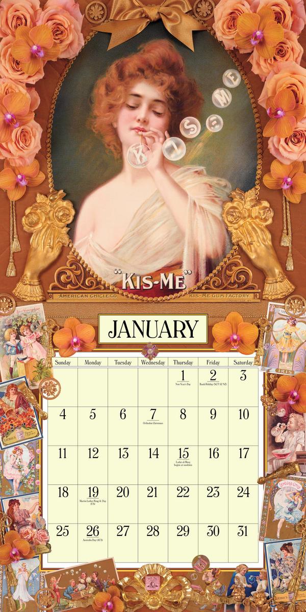 Wall Victoriana Hart's Cynthia 2026 フランンスアンティーク　ヴィクトリアンカレンダー　エンボス　マーガレット Calendar Hart Cynthia by アンティーク雑貨