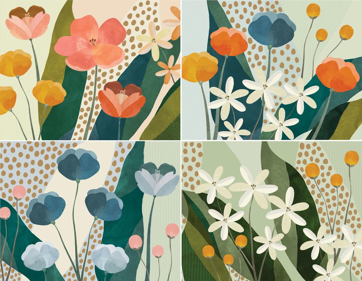Floral Premium Note Cards (20 cards with 4 unique designs. 21 self-sealing envelopes)