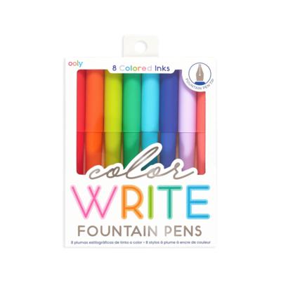 Color Write Fountain Pens, 8/PKG