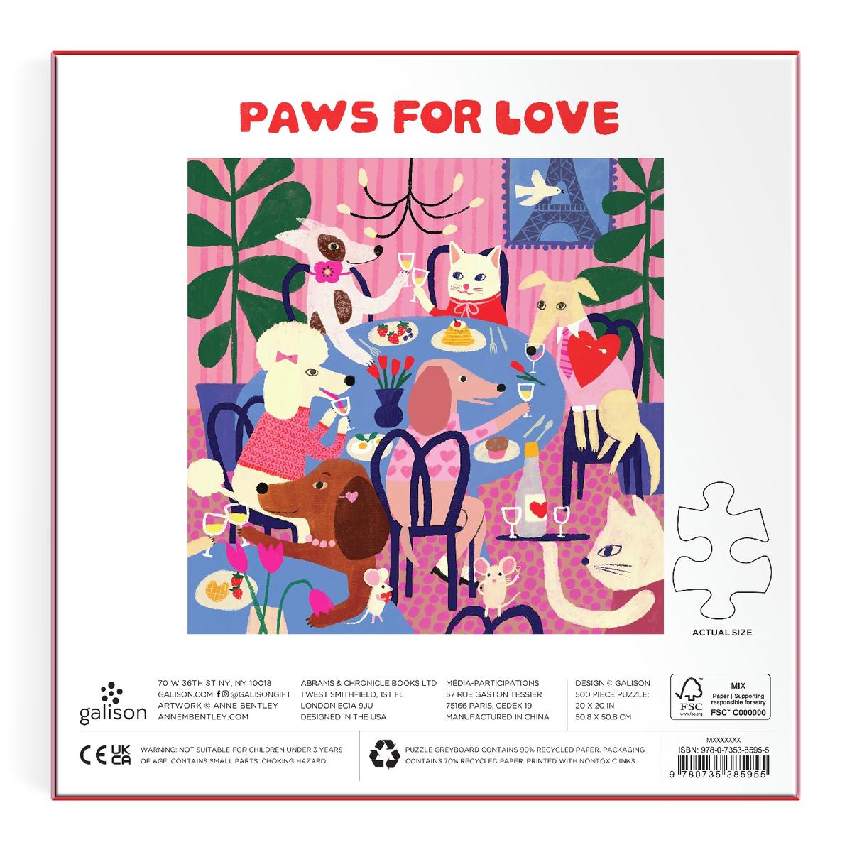 Paws for Love 500 Piece Puzzle by Galison | Moon Palace Books