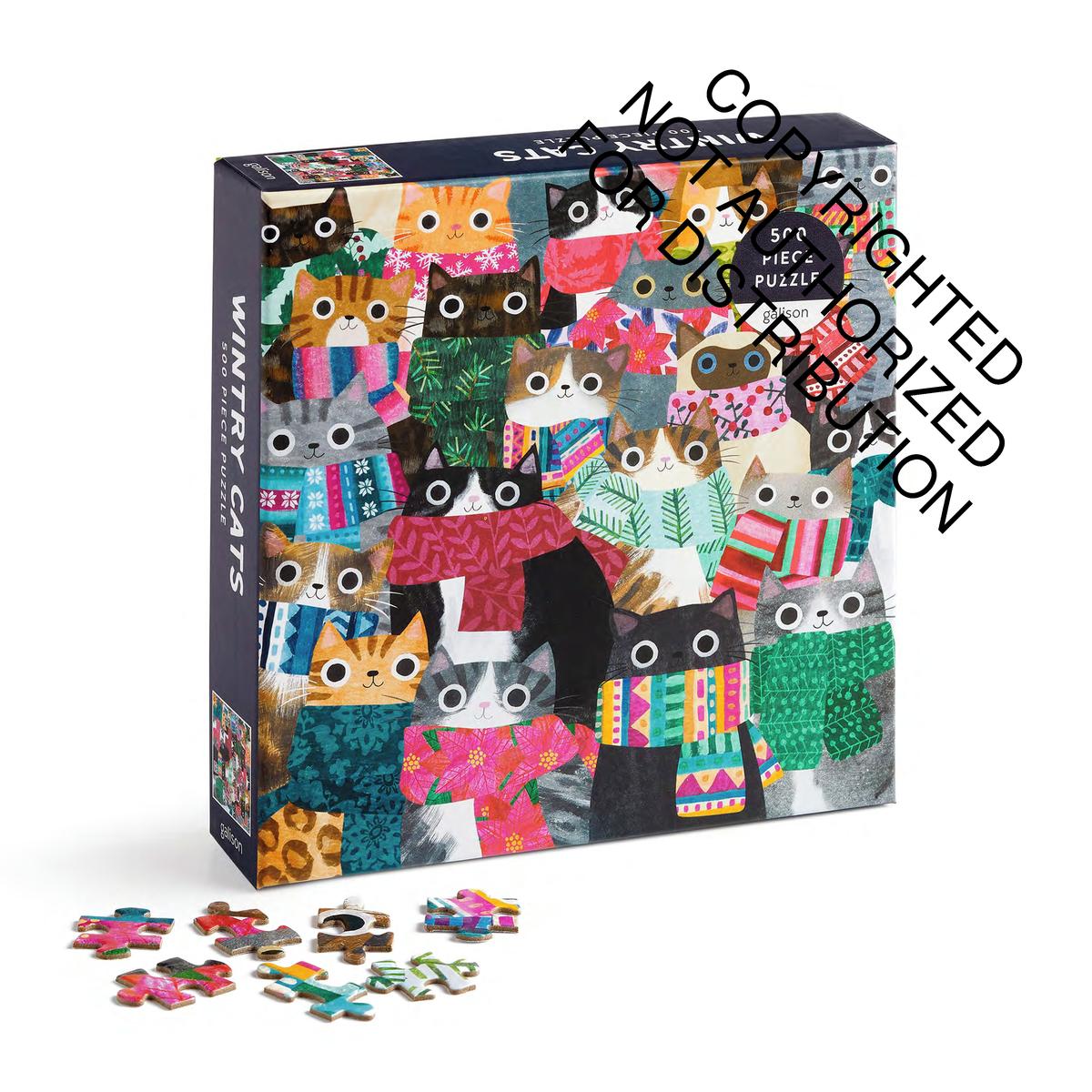 Wintry Cats 500 Piece Puzzle by Galison, Angela Rozelaar, 500