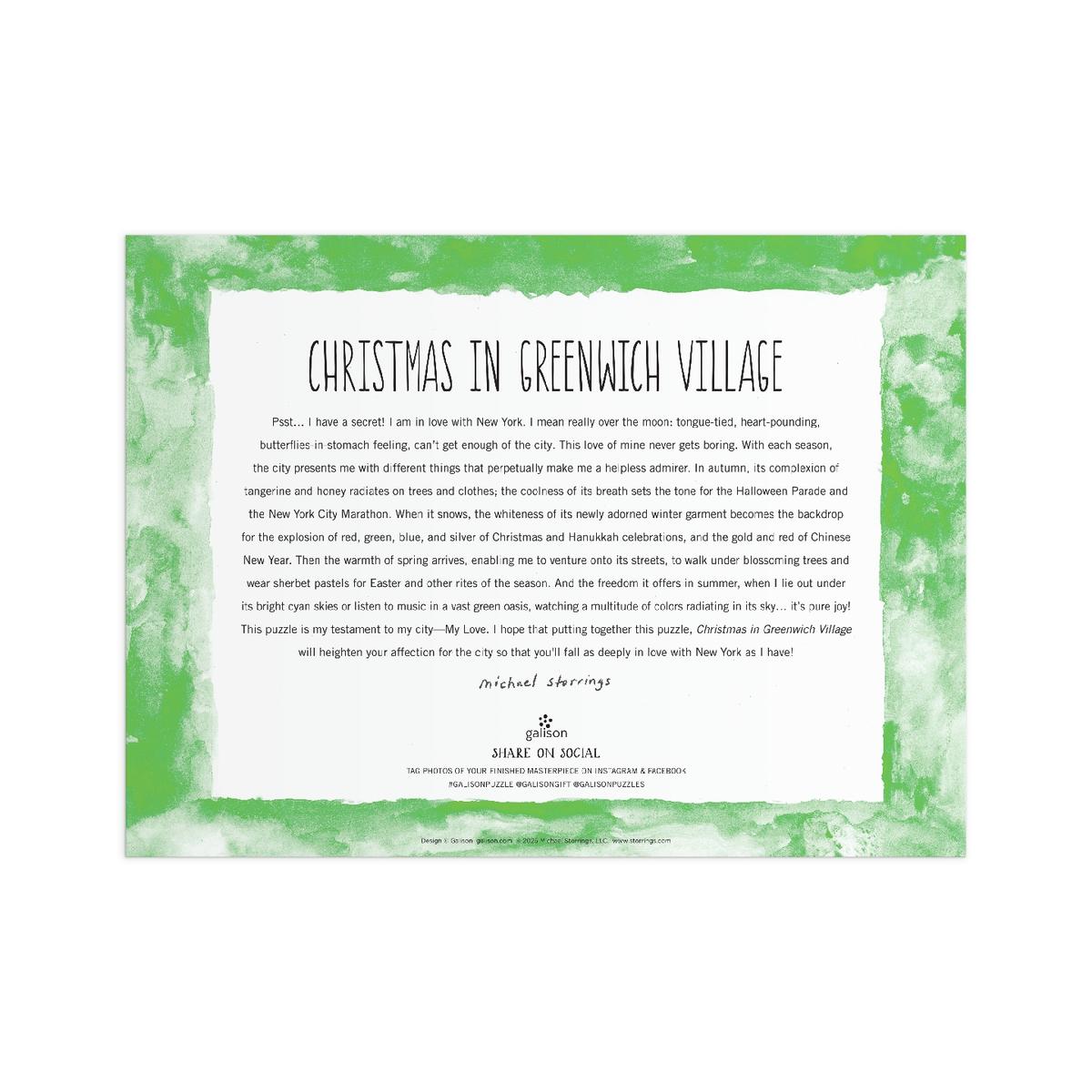 「GREENWICH VILLAGE」スティーブマックギー ３Dアート サイン有 Michael Storrings Christmas in Greenwich Village 1000 Piece Puzzle