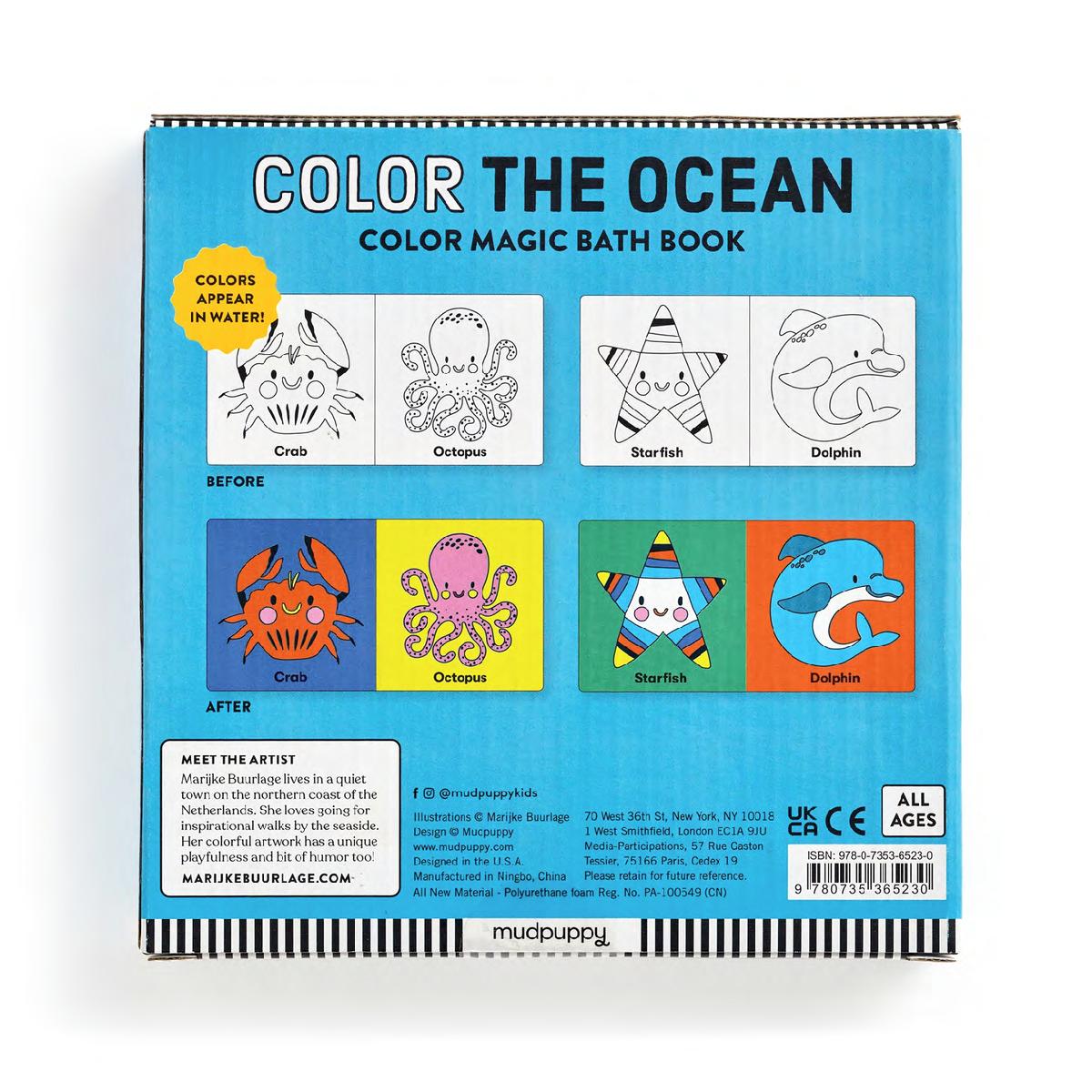 Color the Ocean Color Magic Bath Book by Mudpuppy, Marijke
