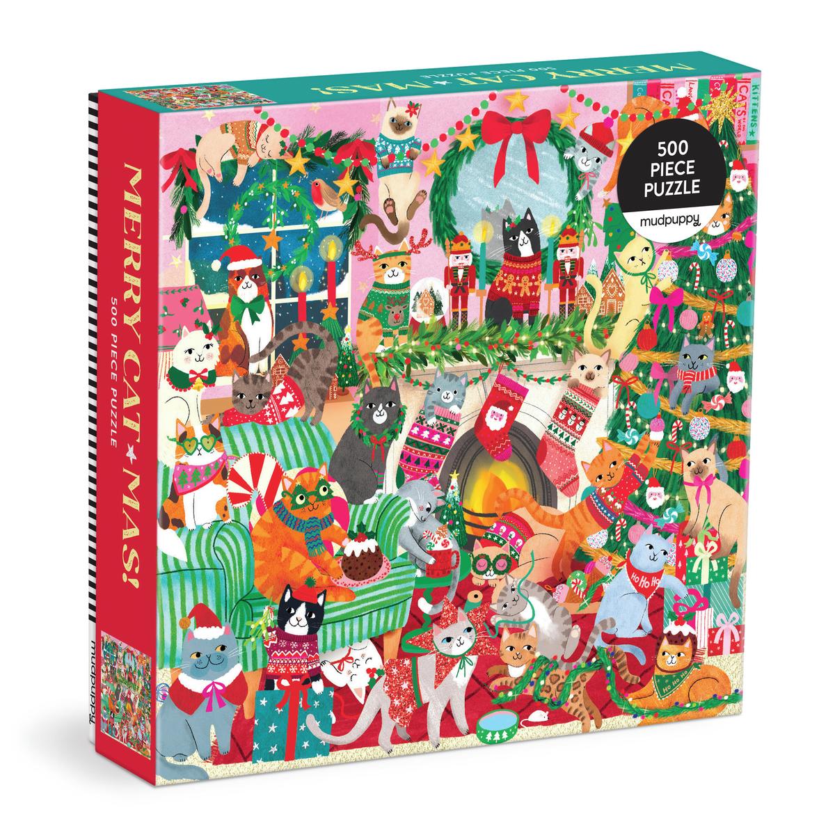 Merry Catmas! 500 Piece Family Puzzle by Mudpuppy | Kramers