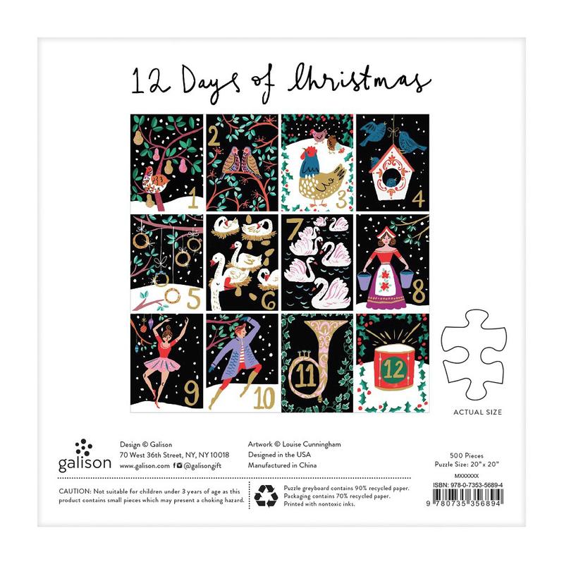 Twelve Days Of Christmas 500 Piece Puzzle by Galison, Louise