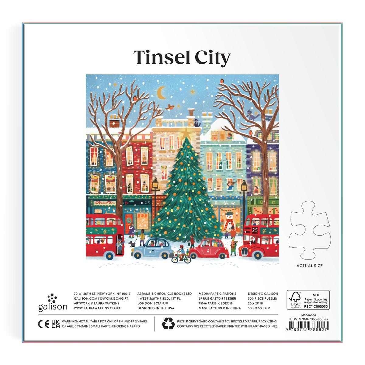 Tinsel City 500 Piece Foil Puzzle by Galison | Serendipity Books