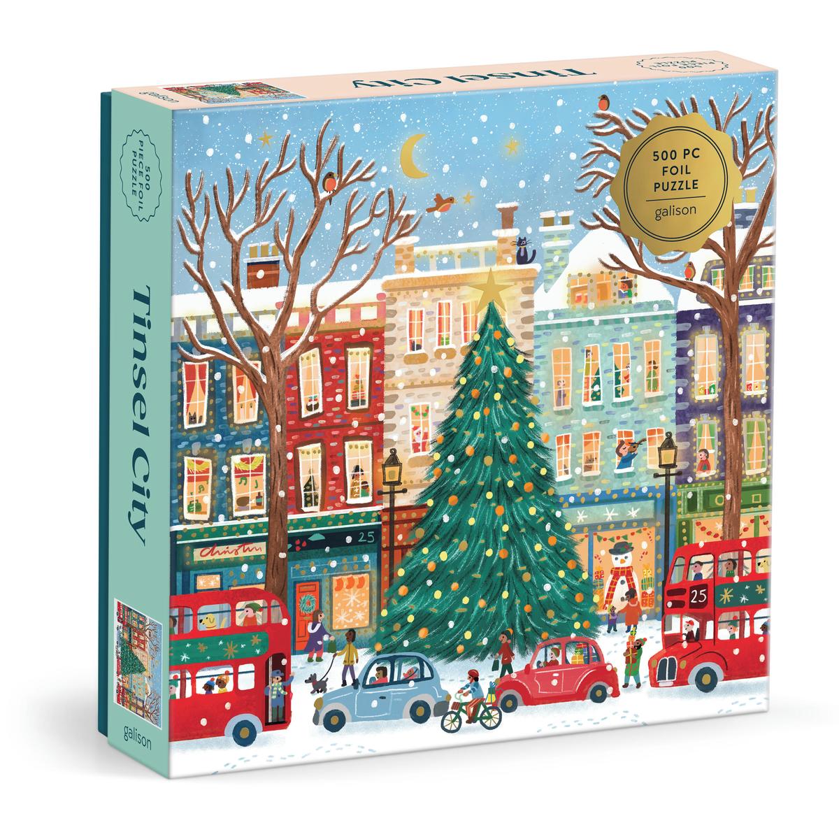 Tinsel City 500 Piece Foil Puzzle by Galison | Serendipity Books