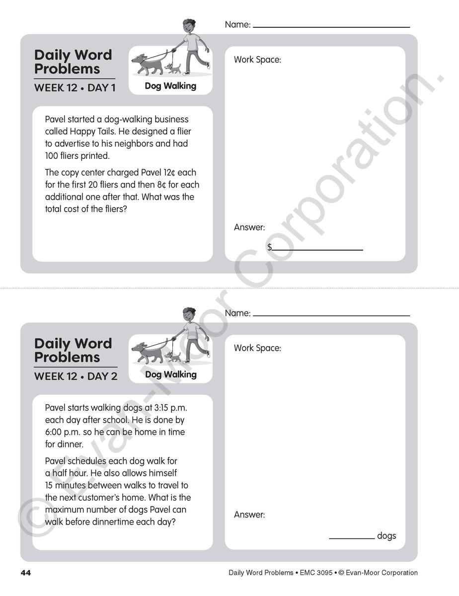 Middle School Math Word Problems Worksheet