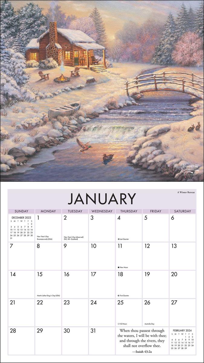 Scripture Gift & Book Shop | 2024 Thomas Kinkade Studios Deluxe Wall  Calendar with Scripture