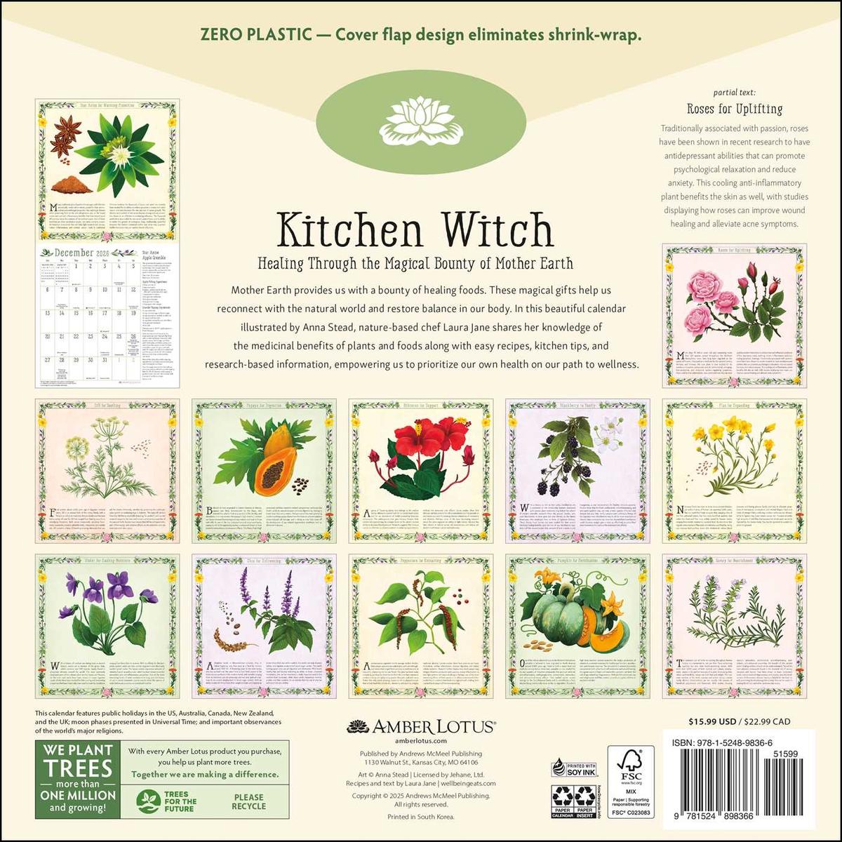 2026 Kitchen Witch Wall Calendar by Amber Lotus Publishing, Laura Jane,  Anna Stead | Avid Reader