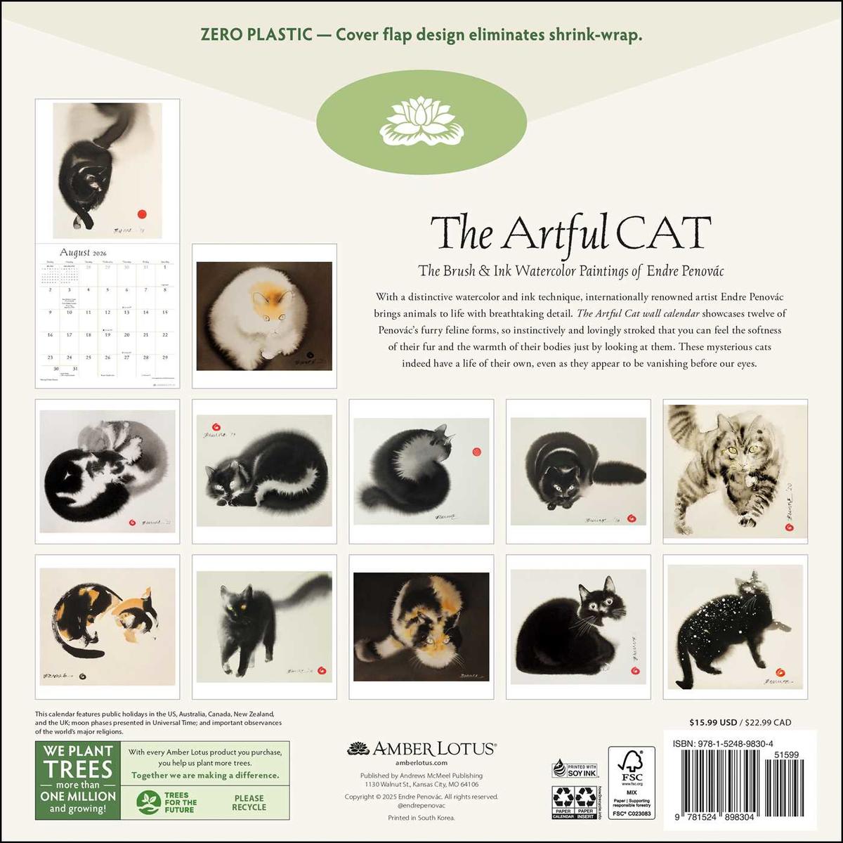 2026 The Artful Cat Wall Calendar by Endre Penovác | Avid Reader