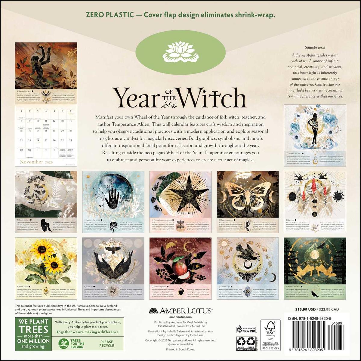 2026 Year of the Witch Wall Calendar by Temperance Alden | Black Bond Books