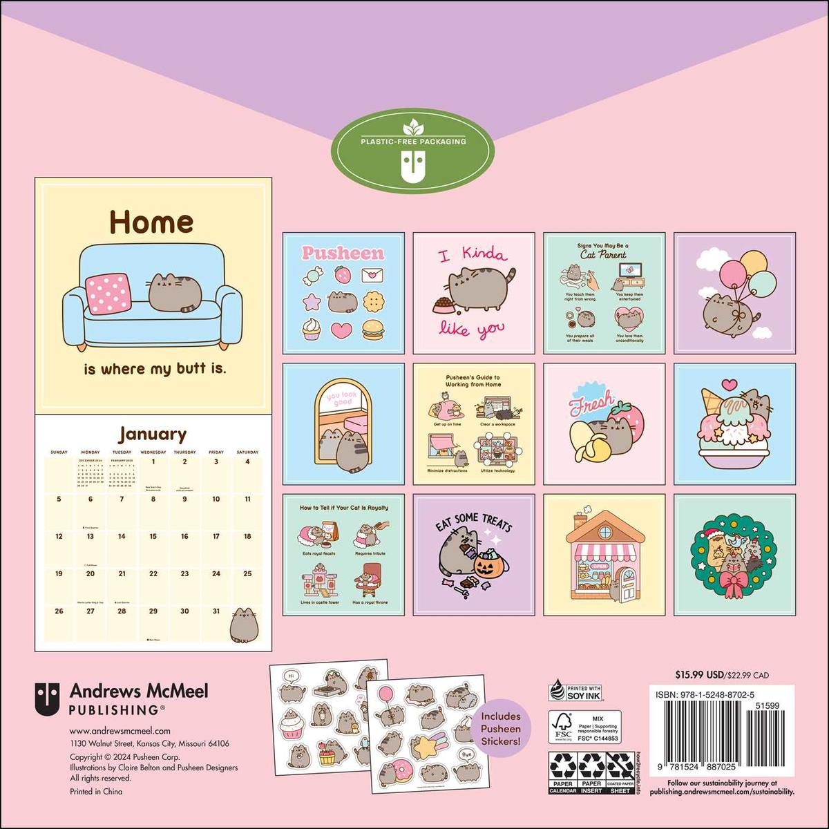 Shop pusheen cat calendar 2019 Flash Sales Pusheen 16 Month 2024 2025  Weekly Monthly Planner Calendar