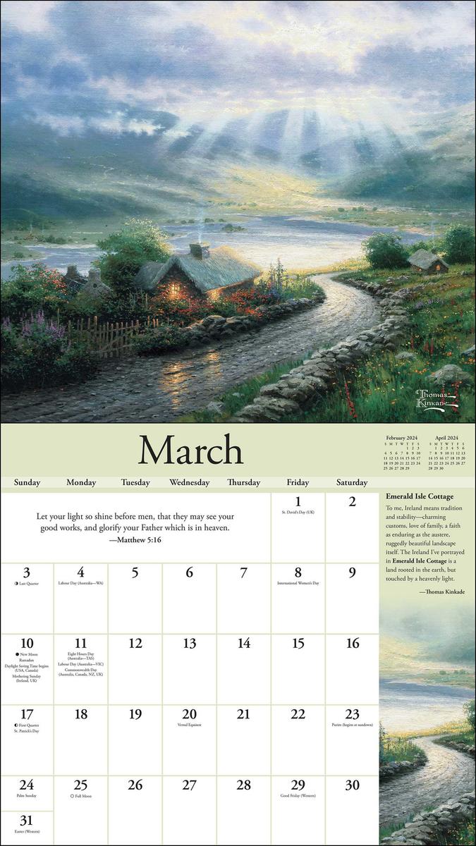 Thomas Kinkade 2025 Wall Calendar 12 Month Calendar