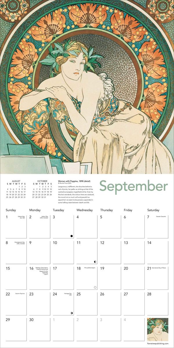 Abraxas Books | 2024 Alphonse Mucha Wall Calendar (Art Calendar)