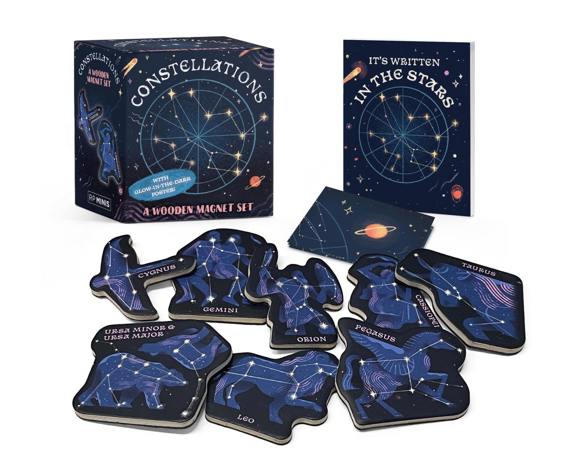 Constellations - A Wooden Magnet Set: With glow-in-the dark poster!