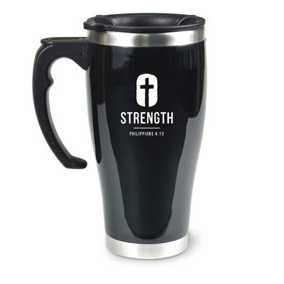 Blessed is the Man Stainless Steel Travel Mug with Handle - Psalm 84:5