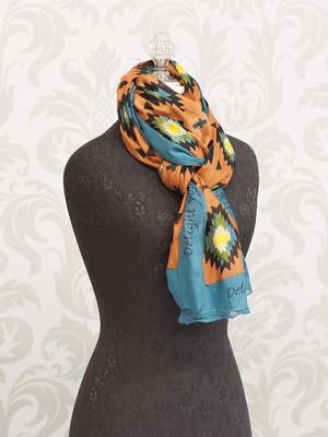 Orange Floral Aztec Scarf