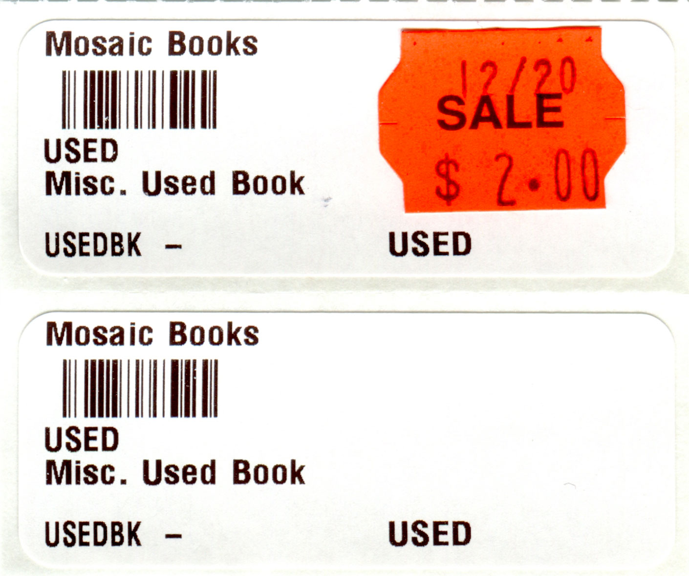 Blank Price on Standard Book Label